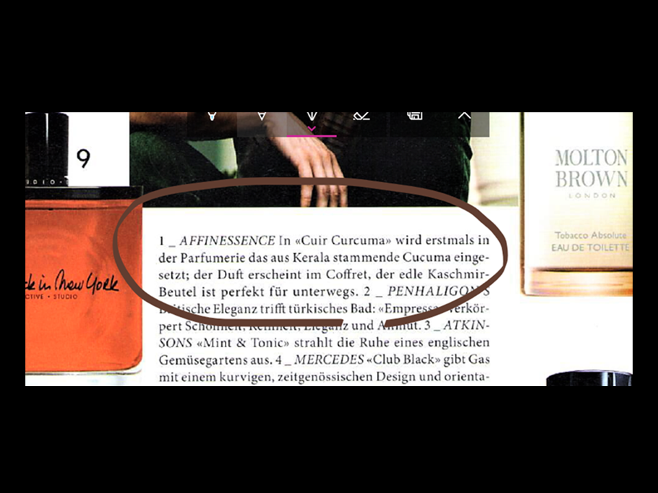 SUISSE Fur Sie Magazine AFFINESSENCE CUIR-CURCUMA