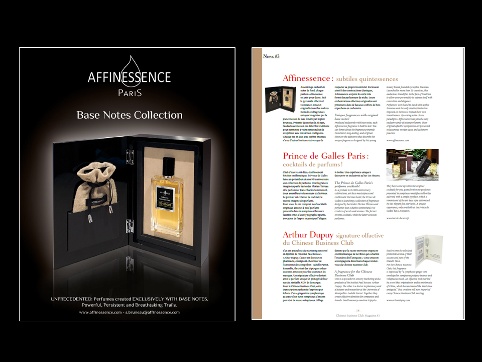 CHINESE BUSINESS CLUB AFFINESSENCE press clip Collection Notes de Fond