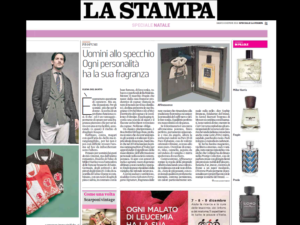 LA STAMPA - PRESENTS AFFINESSENCE IN ITALY - 8 december 2018