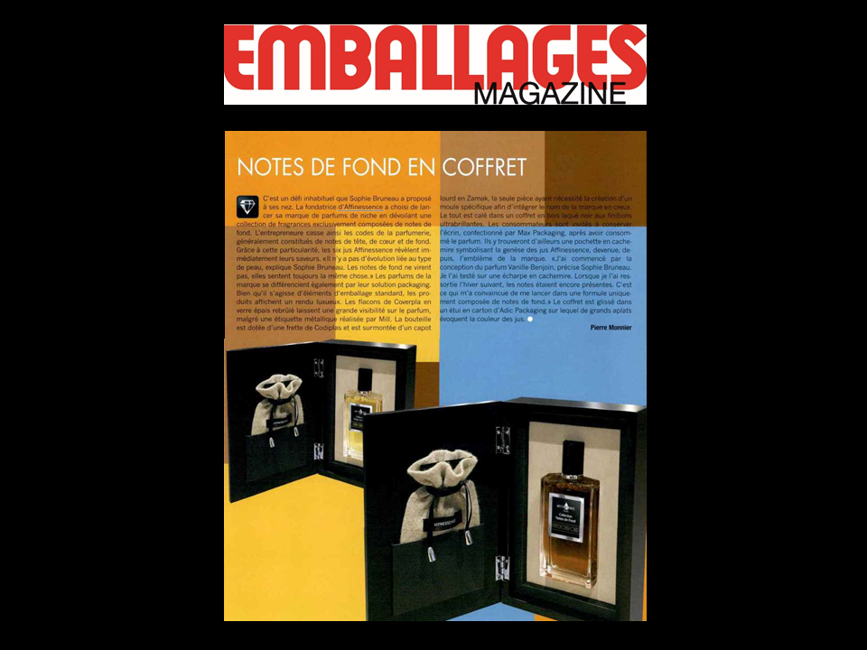 EMBALLAGES MAGAZINE plébiscite le packaging AFFINESSENCE
