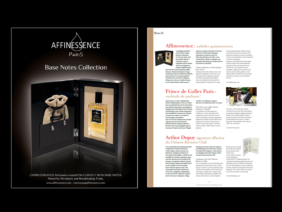 CHINESE BUSINESS CLUB AFFINESSENCE press clip Collection Notes de Fond 