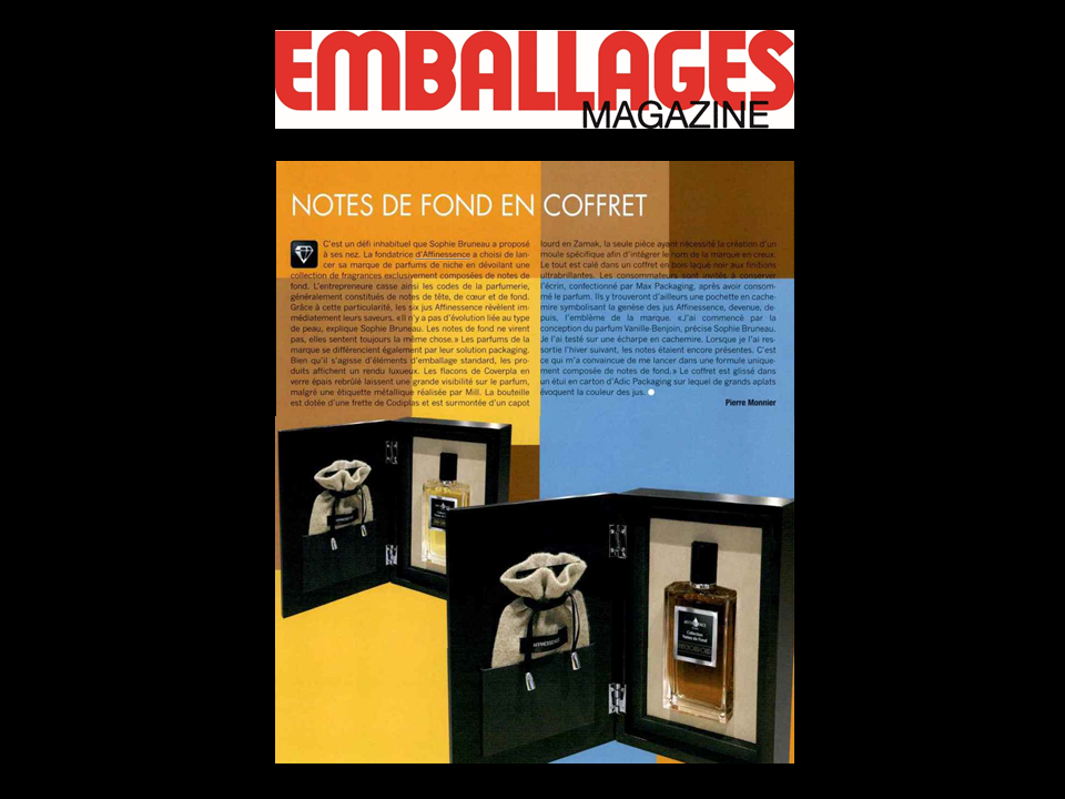 EMBALLAGES MAGAZINE plébiscite le packaging AFFINESSENCE 