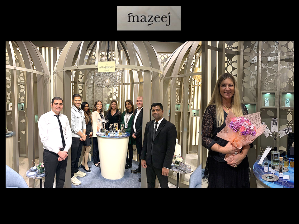 wonderful team of MAZEEJ luxurious perfumery presenting AFFINESSENCE Base Notes Collection at Avenues Mall in Kuwait