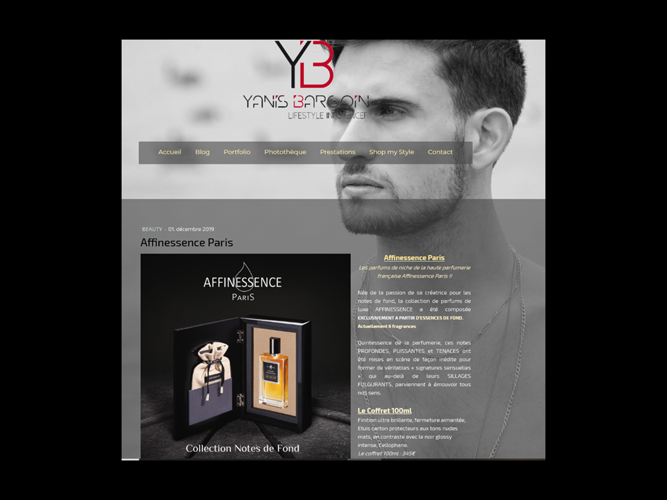 Yanis Bargoin AFFINESSENCE perfume luxury Collection Notes de Fond Made in France